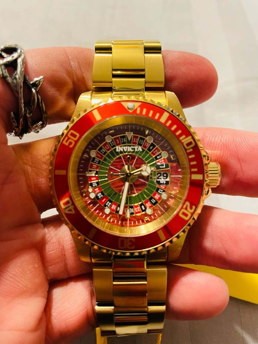 Invicta Men's 50520 Pro Diver Quartz PC32 Green, Red, Black Dial Watch